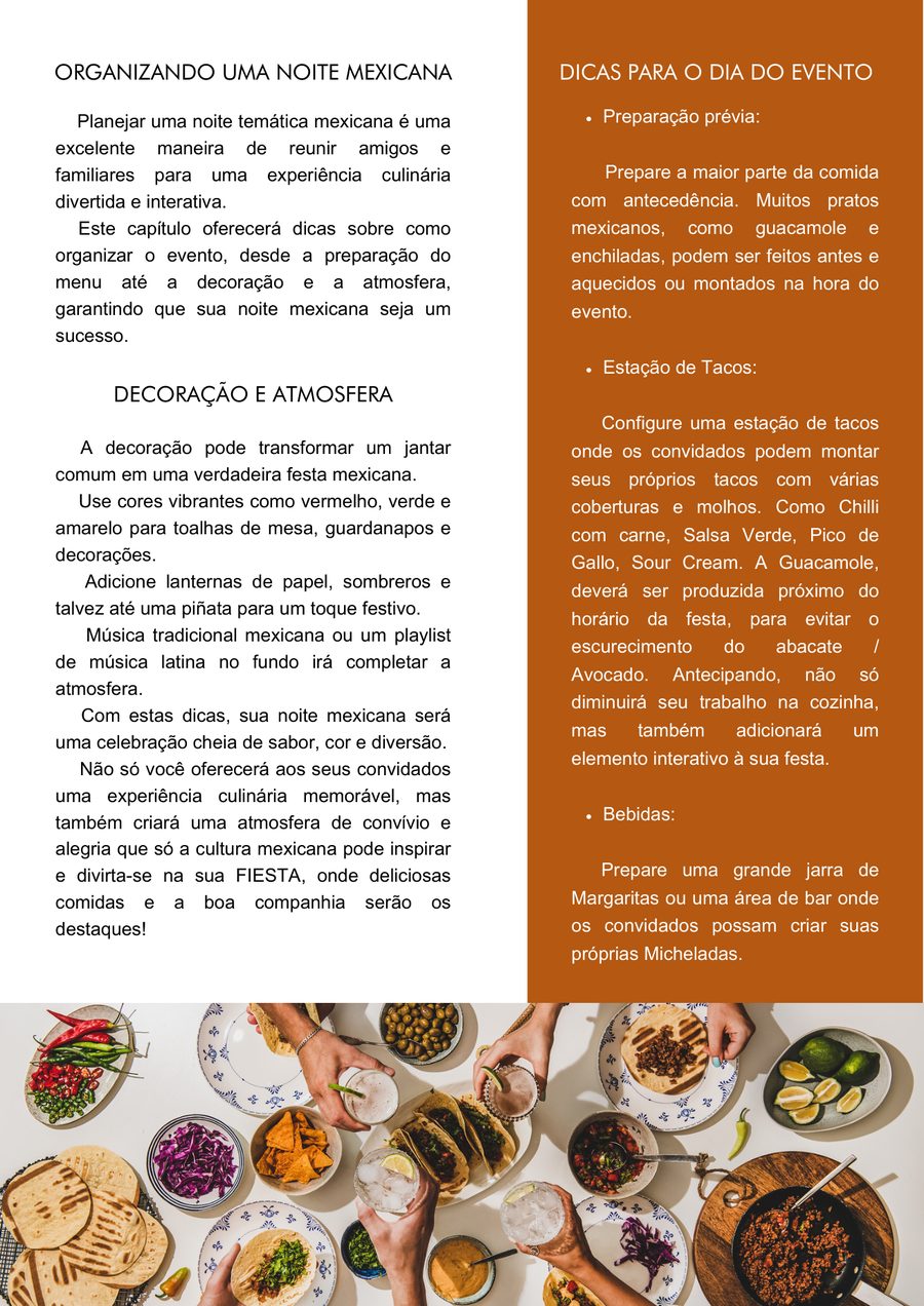 Página do ebook sobre organizar uma Noite Mexicana